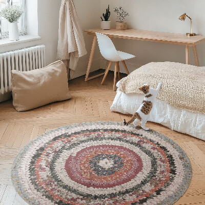 Kulatý vinylový koberec Pletený vzor vintage