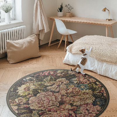 Kulatý vinylový koberec Retro vintage opotřebované květiny