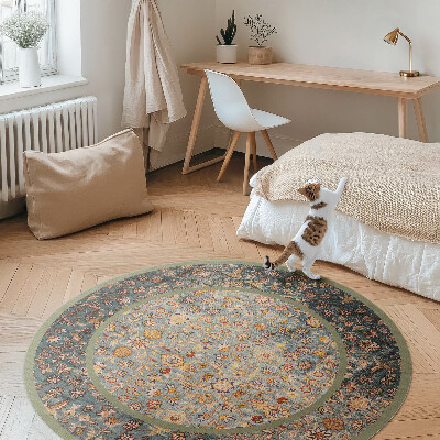 Kulatý vinylový koberec Vintage rostliny ve stylu tureckém