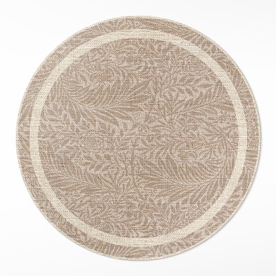 Kulatý vinylový koberec Vintage boho listy a větvičky