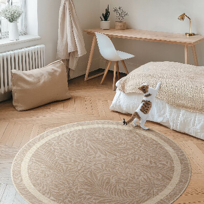 Kulatý vinylový koberec Vintage boho listy a větvičky