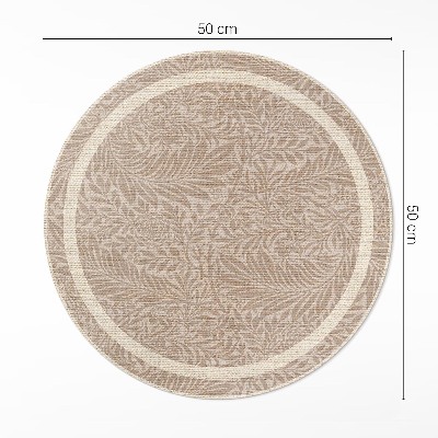 Kulatý vinylový koberec Vintage boho listy a větvičky