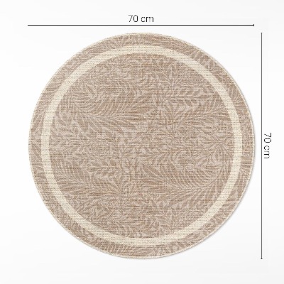 Kulatý vinylový koberec Vintage boho listy a větvičky