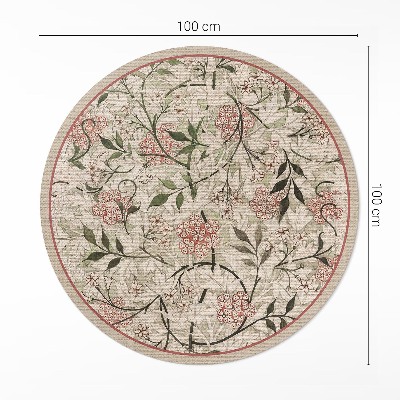 Kulatý vinylový koberec Jemná vegetace boho