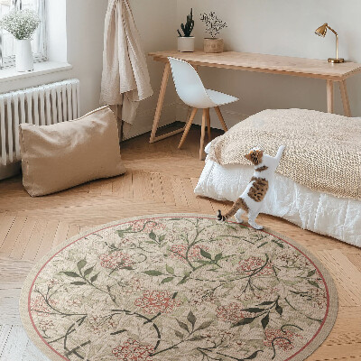 Kulatý vinylový koberec Jemná vegetace boho