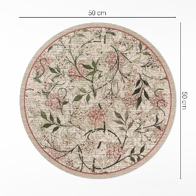 Kulatý vinylový koberec Jemná vegetace boho