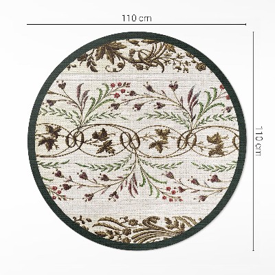 Kulatý vinylový koberec Dekorativní rostlinné ornamenty