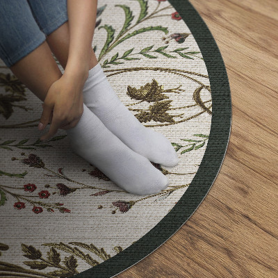 Kulatý vinylový koberec Dekorativní rostlinné ornamenty