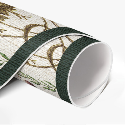 Kulatý vinylový koberec Dekorativní rostlinné ornamenty
