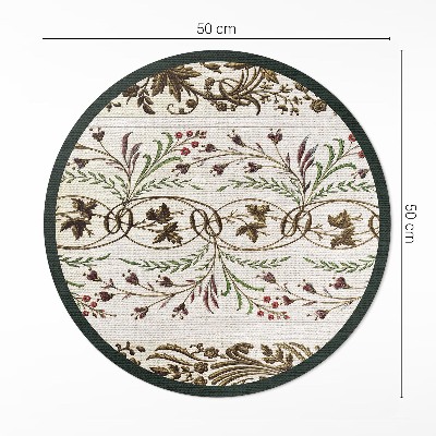 Kulatý vinylový koberec Dekorativní rostlinné ornamenty