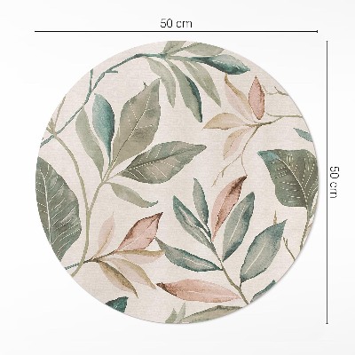 Kulatý vinylový koberec Jemné listy boho
