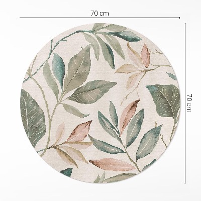Kulatý vinylový koberec Jemné listy boho
