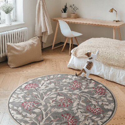 Kulatý vinylový koberec Jemný malířský rostlinný motiv vintage