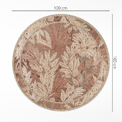 Kulatý vinylový koberec Listy ve stylu boho vintage vegetace