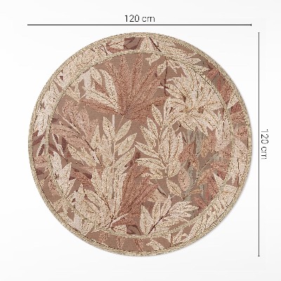 Kulatý vinylový koberec Listy ve stylu boho vintage vegetace