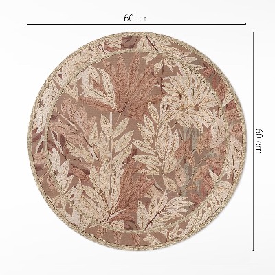 Kulatý vinylový koberec Listy ve stylu boho vintage vegetace