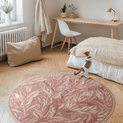 Kulatý vinylový koberec Jemné pastelové listy boho