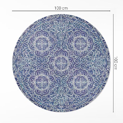 Kulatý vinylový koberec Bohatě zdobený geometrický vzor vintage
