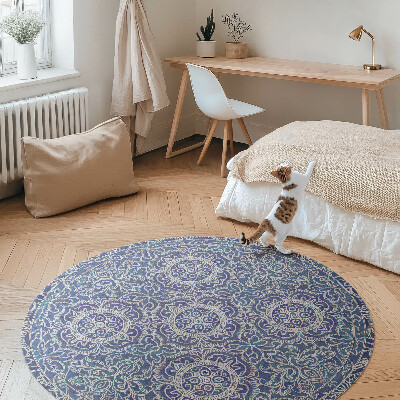 Kulatý vinylový koberec Bohatě zdobený geometrický vzor vintage