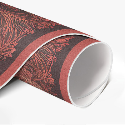 Kulatý vinylový koberec Zahuštěná mandala rostlinné motivy vintage