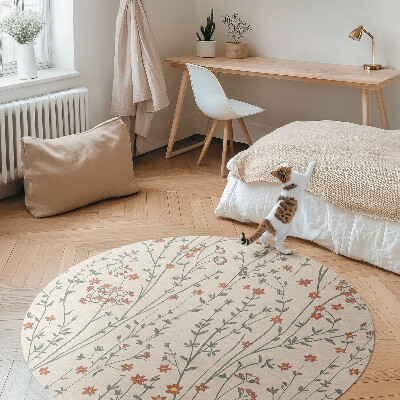Kulatý vinylový koberec Drobná polní kvítka boho jemná louka