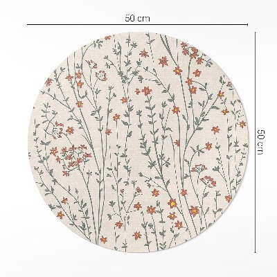 Kulatý vinylový koberec Drobná polní kvítka boho jemná louka