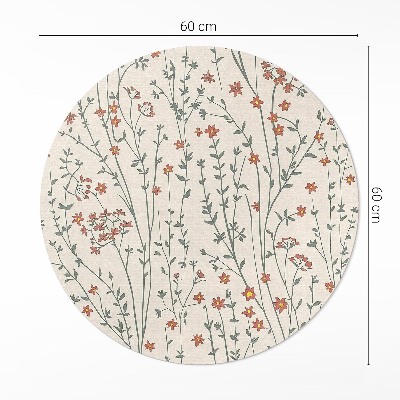 Kulatý vinylový koberec Drobná polní kvítka boho jemná louka