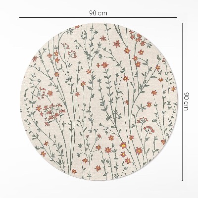 Kulatý vinylový koberec Drobná polní kvítka boho jemná louka
