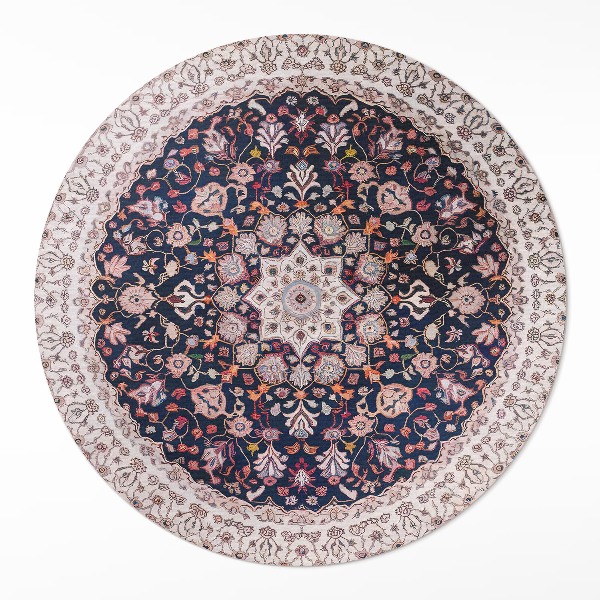 Kulatý vinylový koberec Vintage ozdobný vzor mandala ve starém stylu