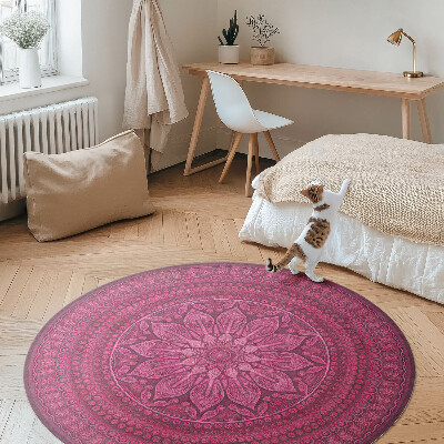 Kulatý vinylový koberec Dekorativní mandala s květinou vzor boho