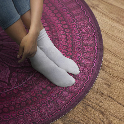 Kulatý vinylový koberec Dekorativní mandala s květinou vzor boho
