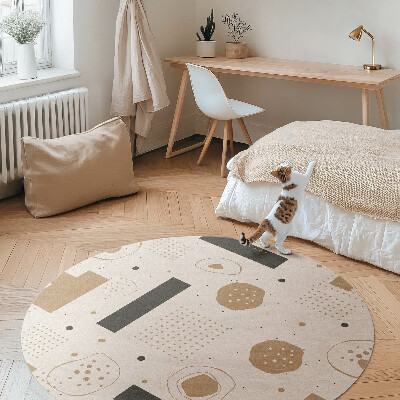 Kulatý vinylový koberec Abstraktní kompozice umělecký vzor boho