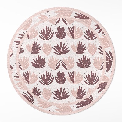 Kulatý vinylový koberec Boho ozdobný vzor pastelových rostlin květin
