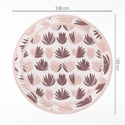 Kulatý vinylový koberec Boho ozdobný vzor pastelových rostlin květin