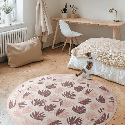 Kulatý vinylový koberec Boho ozdobný vzor pastelových rostlin květin