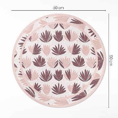 Kulatý vinylový koberec Boho ozdobný vzor pastelových rostlin květin