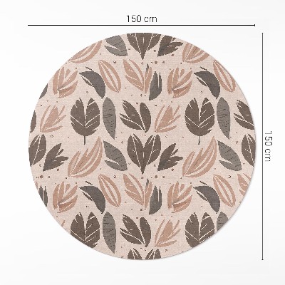 Kulatý vinylový koberec Ilustrace boho listů v jemném stylu