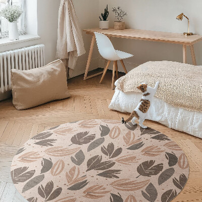 Kulatý vinylový koberec Ilustrace boho listů v jemném stylu