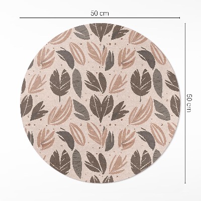 Kulatý vinylový koberec Ilustrace boho listů v jemném stylu