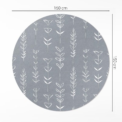 Kulatý vinylový koberec Jemné minimalistické rostliny ve stylu boho