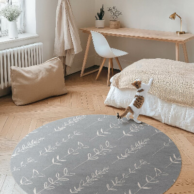 Kulatý vinylový koberec Jemné minimalistické rostliny ve stylu boho