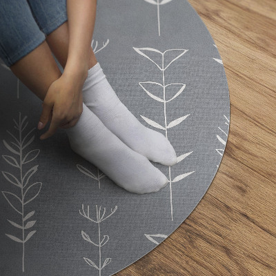 Kulatý vinylový koberec Jemné minimalistické rostliny ve stylu boho