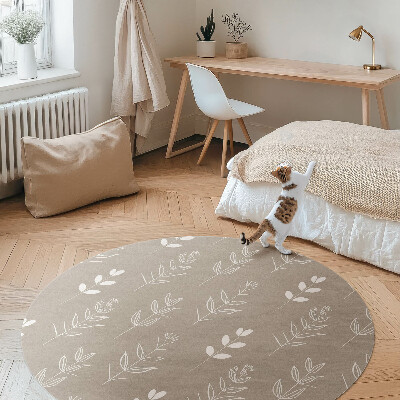 Kulatý vinylový koberec Jemné listy a větvičky ve stylu boho