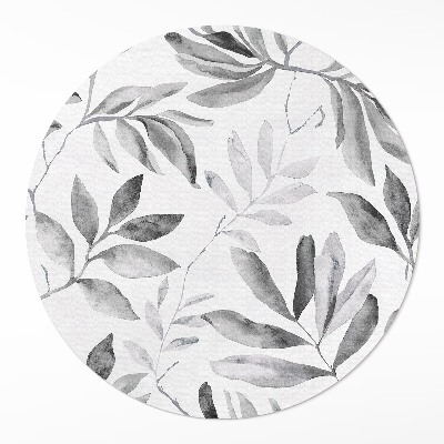 Kulatý vinylový koberec Akvarelové monochromatické jemné listy