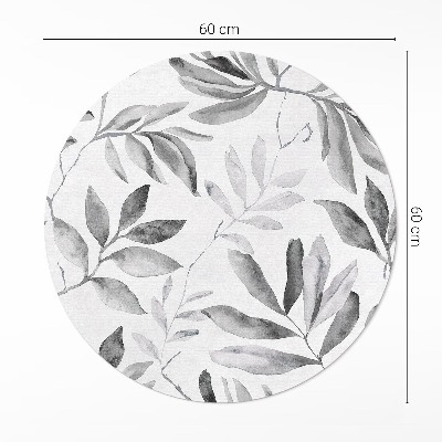 Kulatý vinylový koberec Akvarelové monochromatické jemné listy