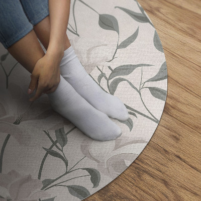 Kulatý vinylový koberec Jemné krásné květiny rostliny v boho stylu