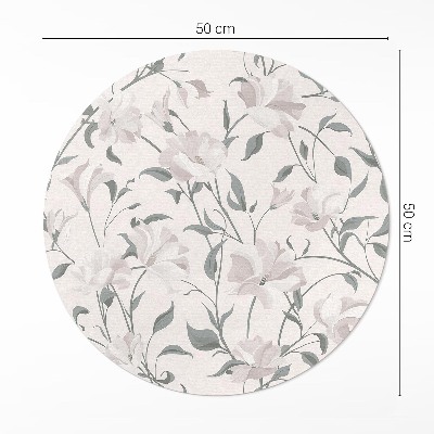 Kulatý vinylový koberec Jemné krásné květiny rostliny v boho stylu