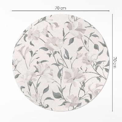 Kulatý vinylový koberec Jemné krásné květiny rostliny v boho stylu