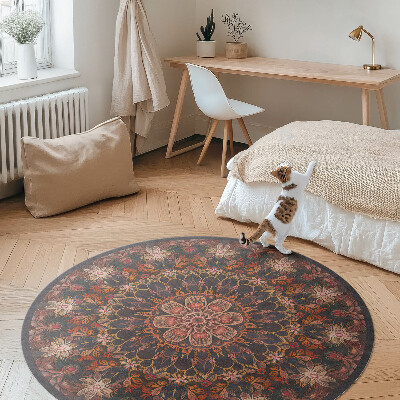 Kulatý vinylový koberec Orientální dekorace vzor s rostlinným motivem