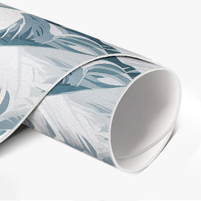 Kulatý vinylový koberec Elegantní listy glamour modré rostliny
